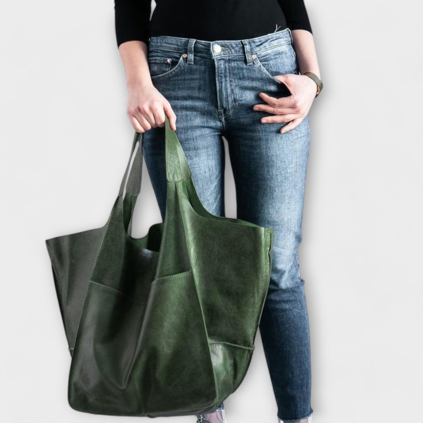 Sancia | Roomy Shoulder Bag with Leather Construction and Exterior Pockets