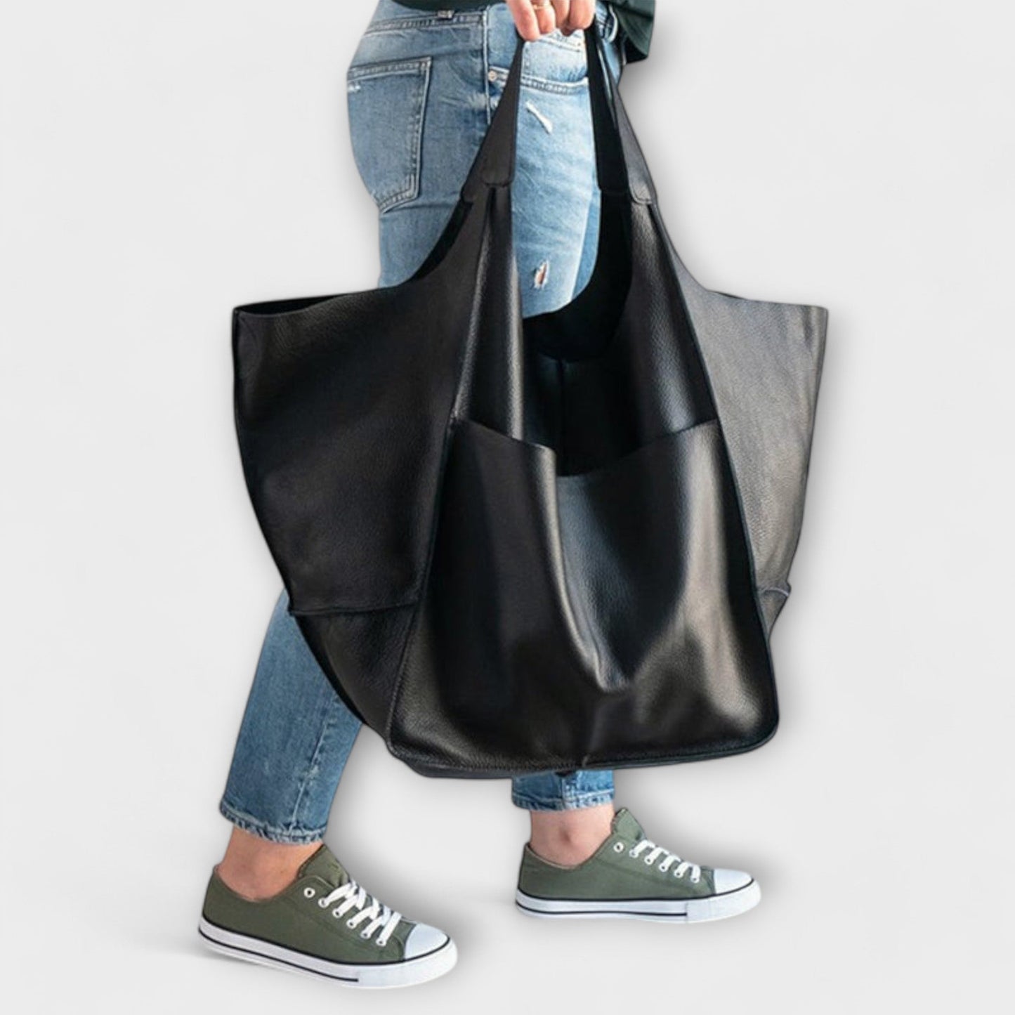 Sancia | Roomy Shoulder Bag with Leather Construction and Exterior Pockets