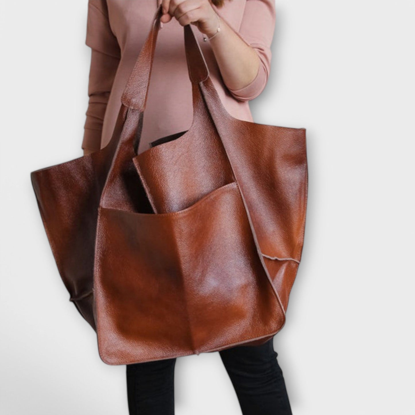Sancia | Roomy Shoulder Bag with Leather Construction and Exterior Pockets