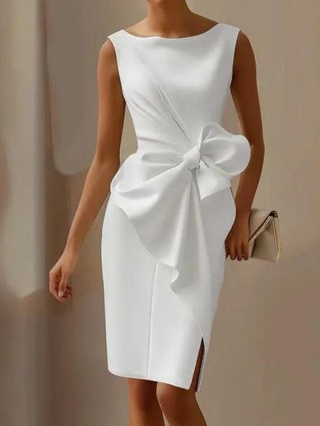 Selwyn | Wedding guest formal dress with midi length and bow detail