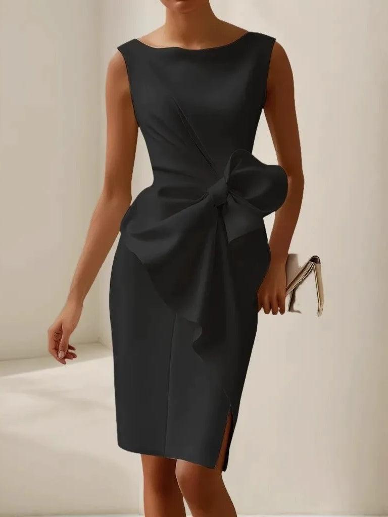 Selwyn | Wedding guest formal dress with midi length and bow detail