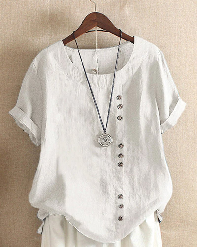 Senna | Casual Linen Button-Front Tunic Top