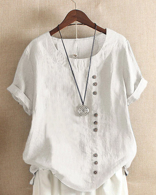 Senna | Casual Linen Button-Front Tunic Top