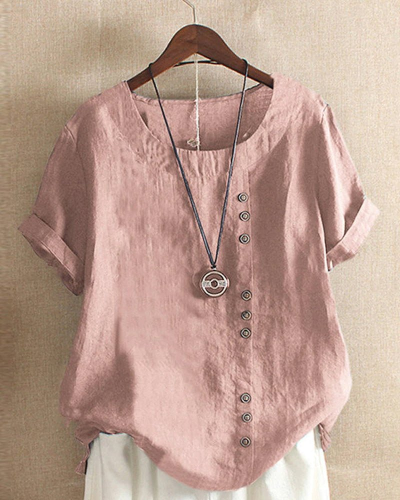 Senna | Casual Linen Button-Front Tunic Top
