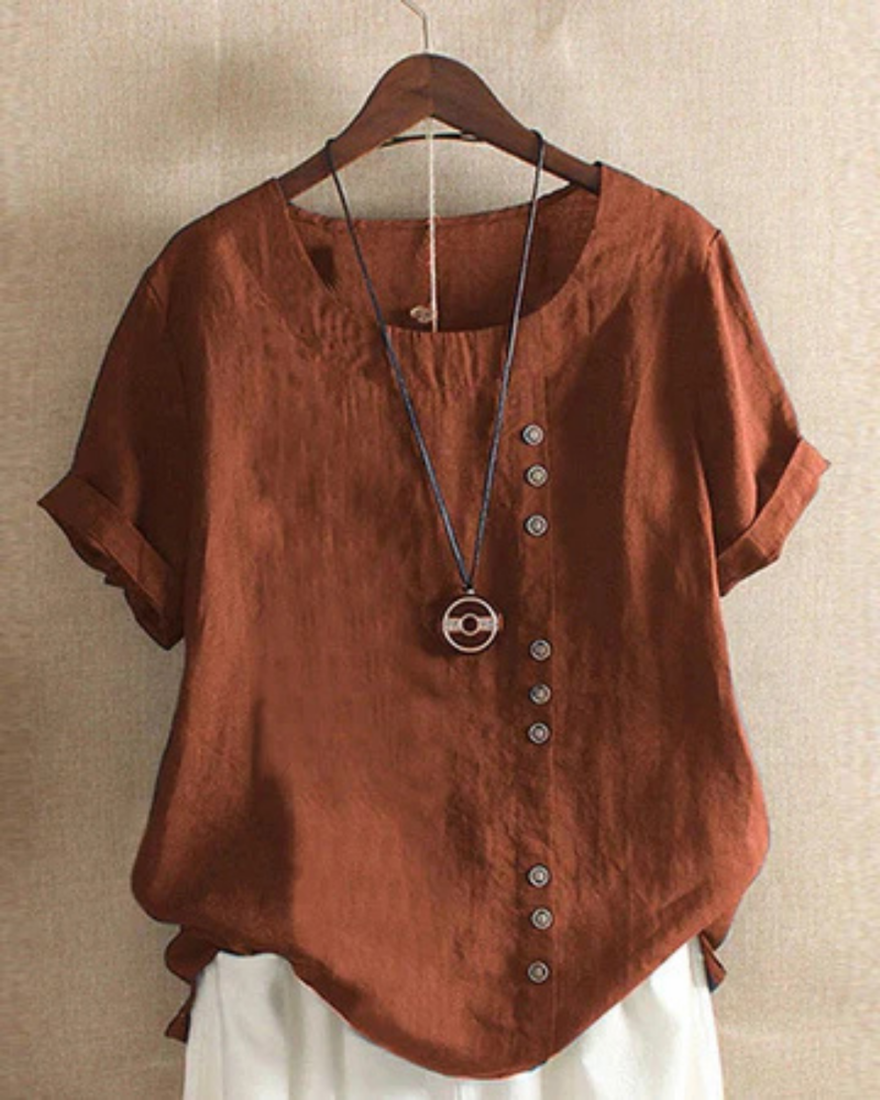 Senna | Casual Linen Button-Front Tunic Top