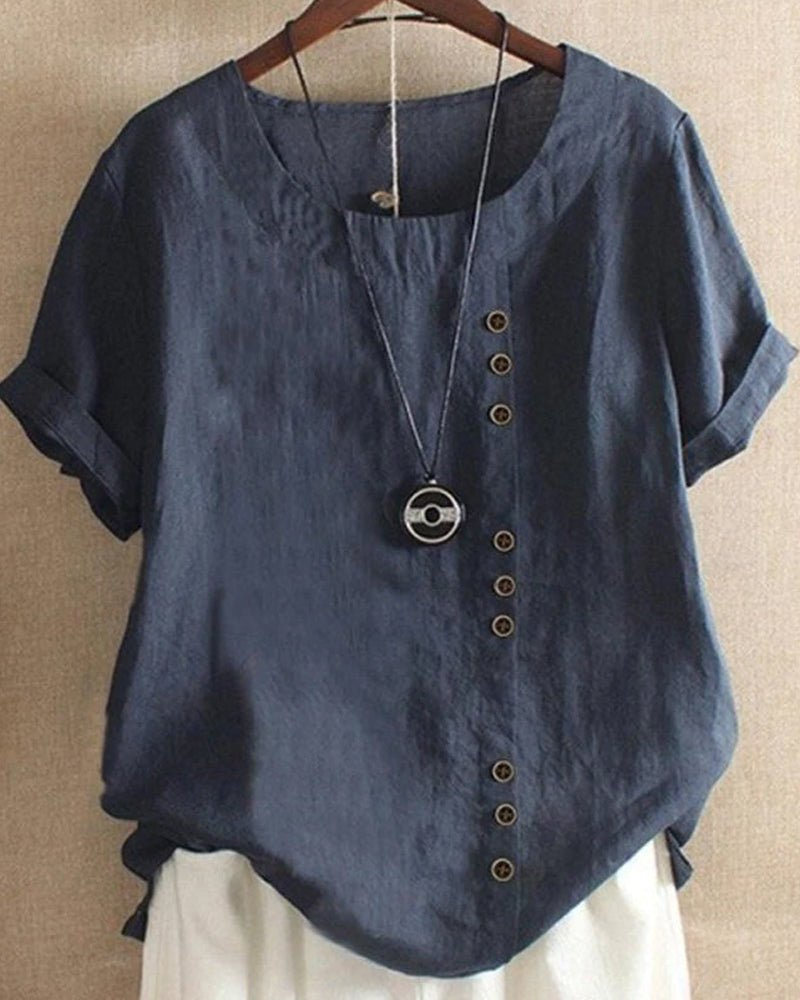 Senna | Casual Linen Button-Front Tunic Top