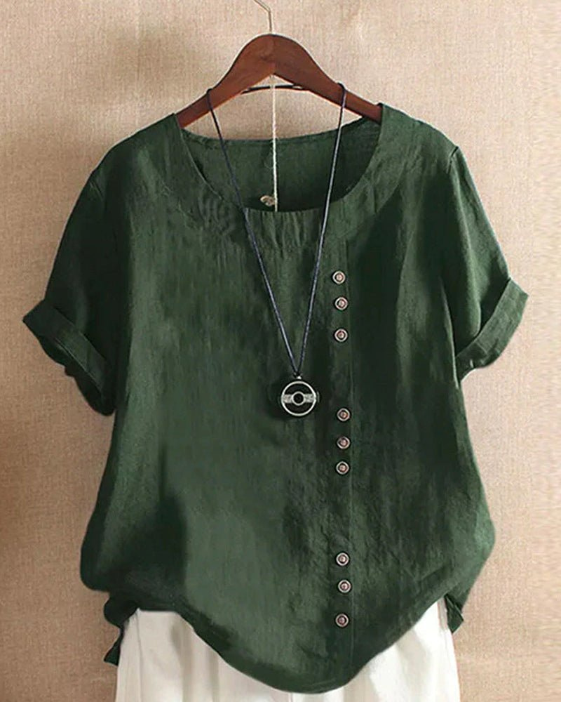 Senna | Casual Linen Button-Front Tunic Top