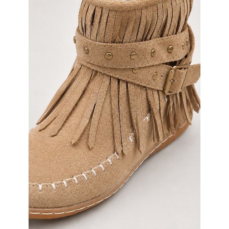 Cariad | Women's Fringe Moccasin Ankle Boots