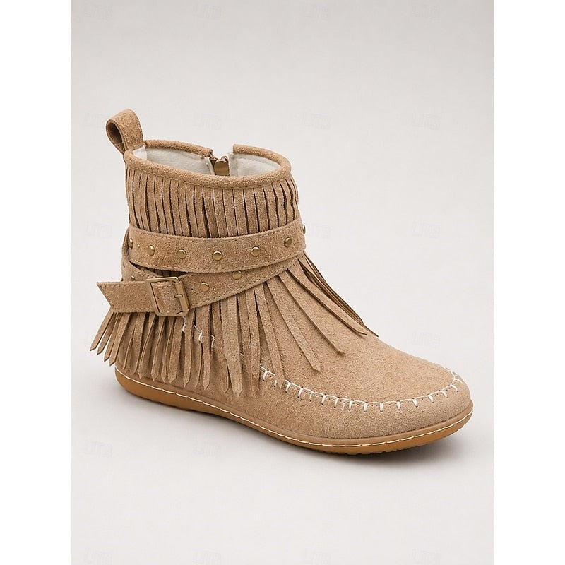 Cariad | Women's Fringe Moccasin Ankle Boots