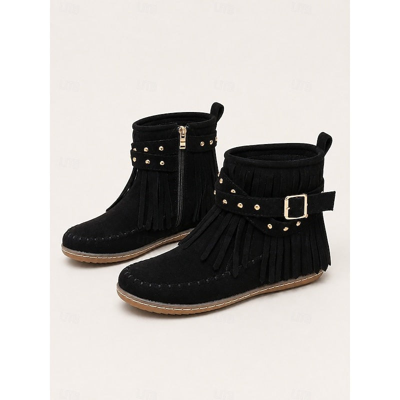 Cariad | Women's Fringe Moccasin Ankle Boots