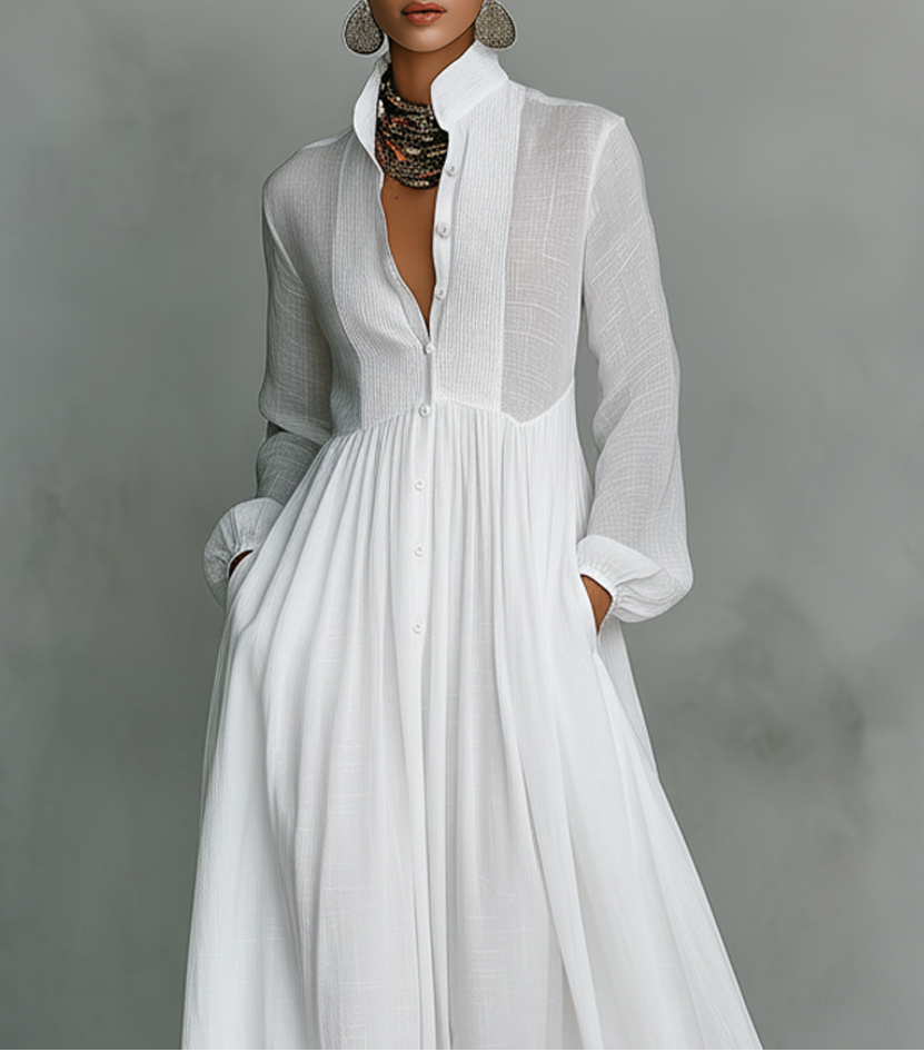 Jessalynn | Shirt Maxi Dress with Long Sleeves and Button Front