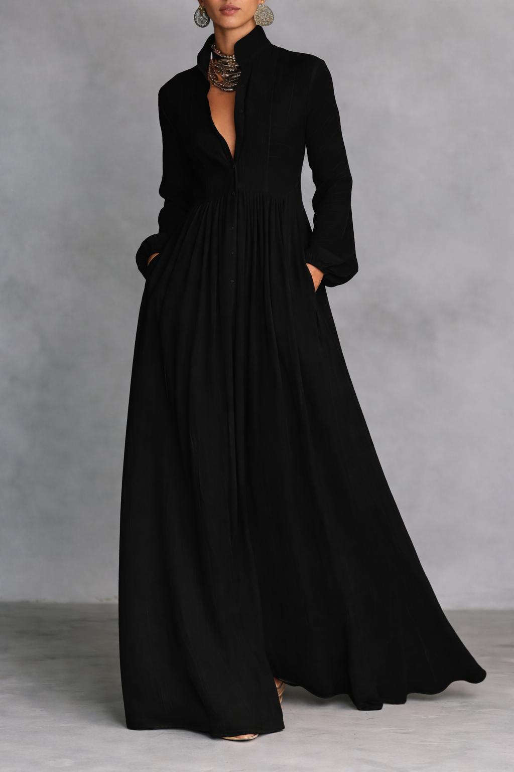 Jessalynn | Shirt Maxi Dress with Long Sleeves and Button Front