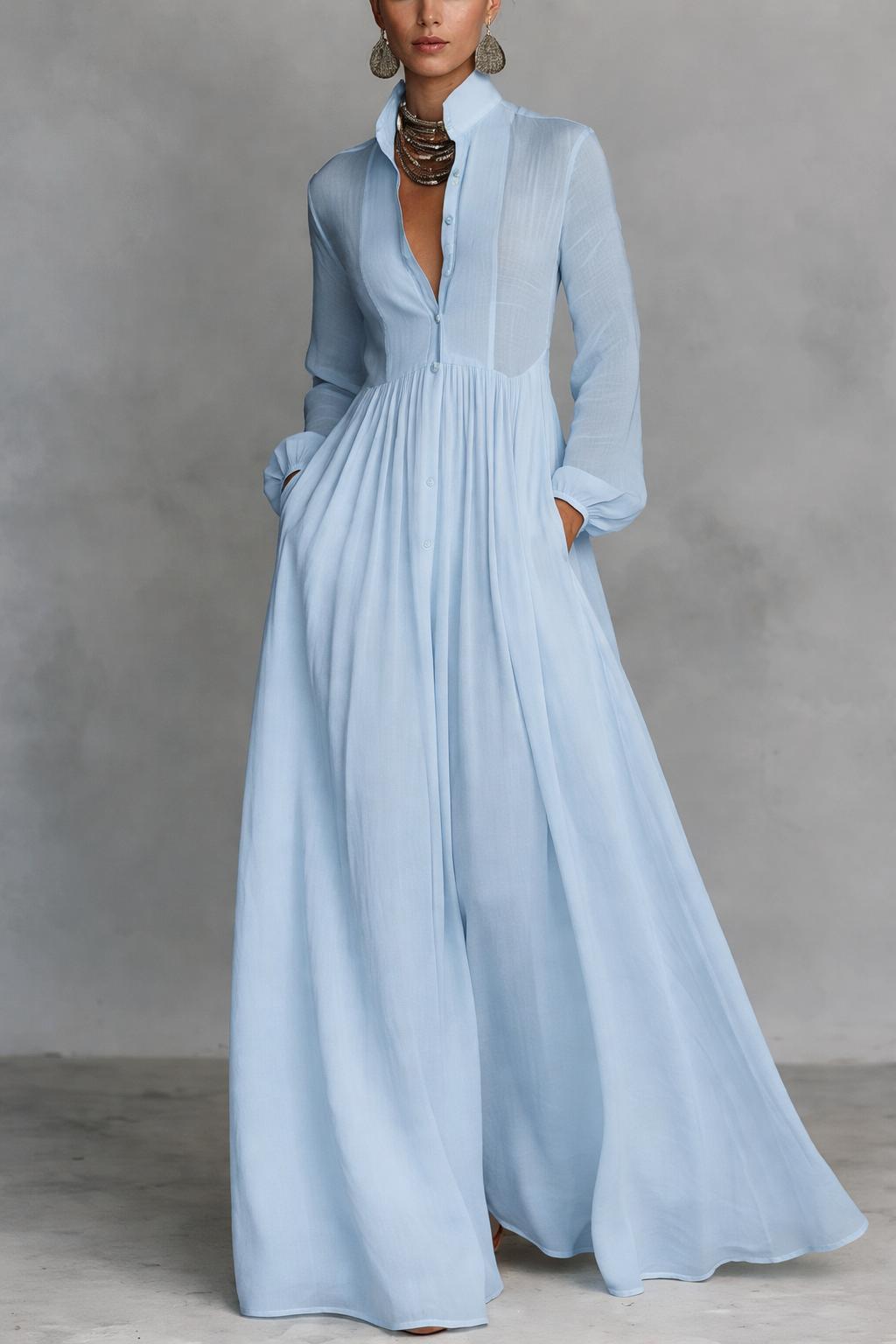 Jessalynn | Shirt Maxi Dress with Long Sleeves and Button Front