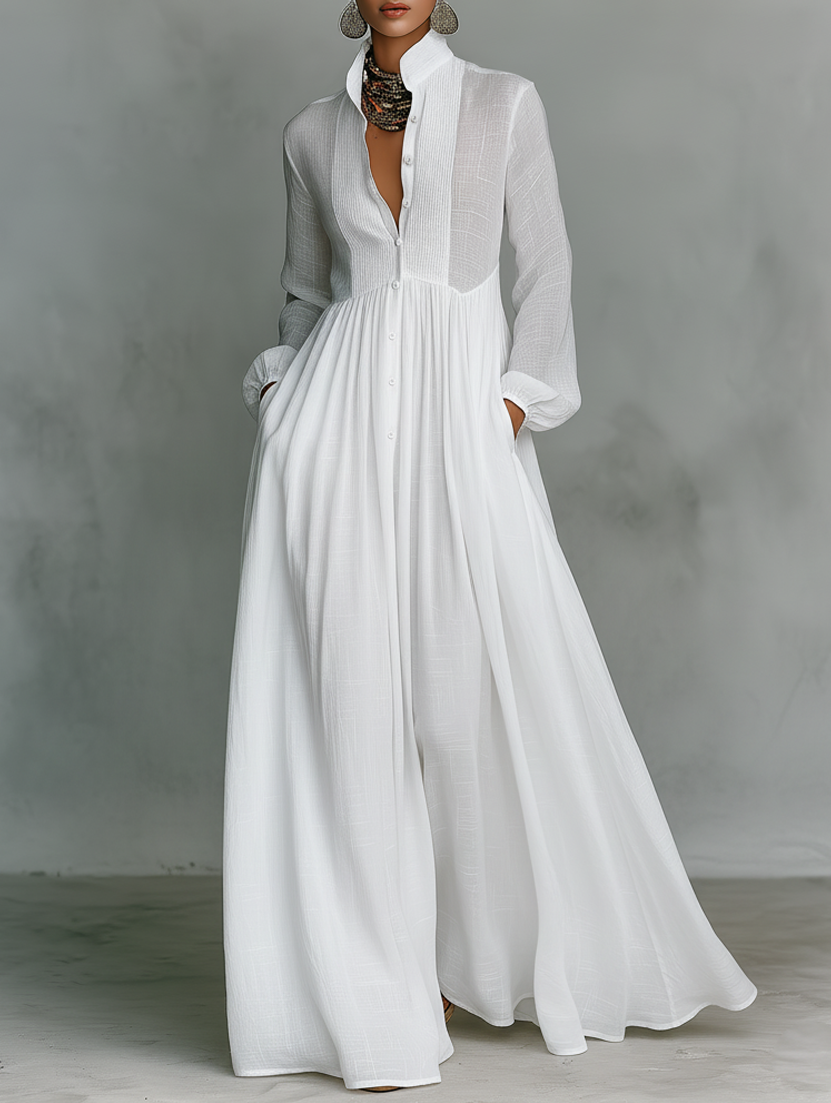 Jessalynn | Shirt Maxi Dress with Long Sleeves and Button Front