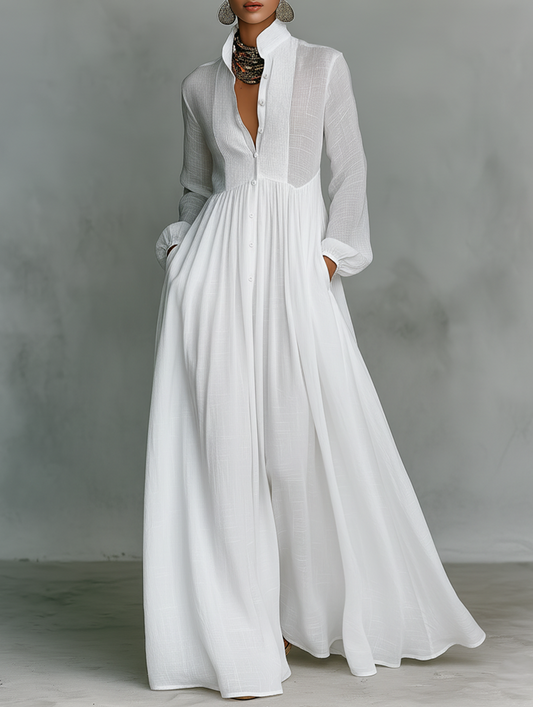 Jessalynn | Shirt Maxi Dress with Long Sleeves and Button Front