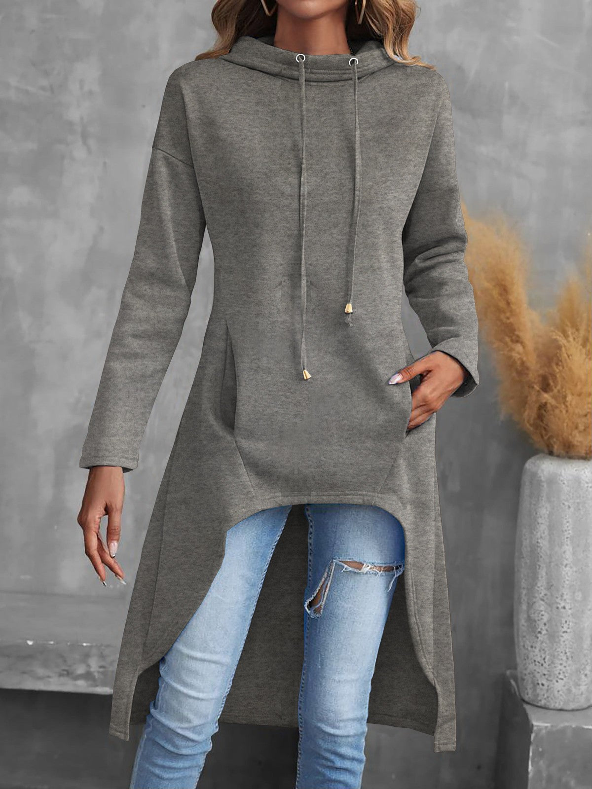 Kessandra | Women's High-Low Drawstring Hoodie