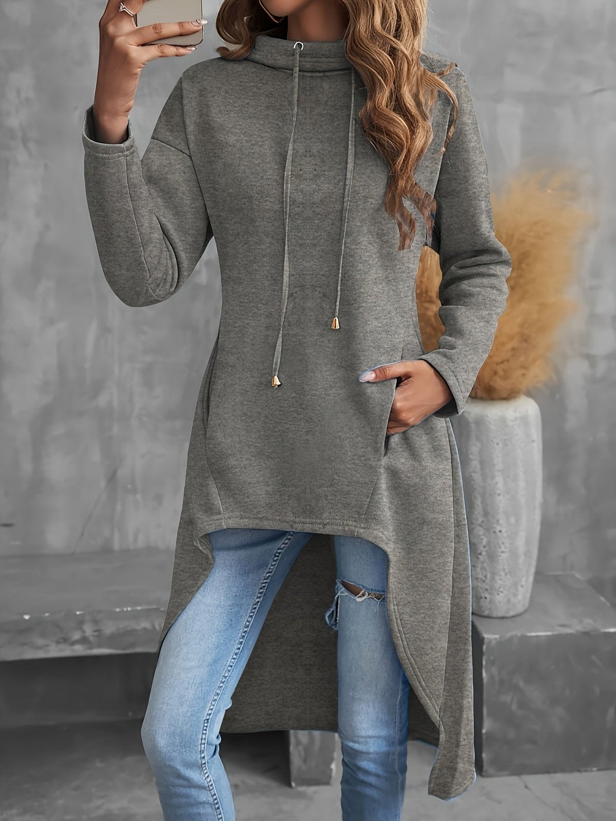 Kessandra | Women's High-Low Drawstring Hoodie