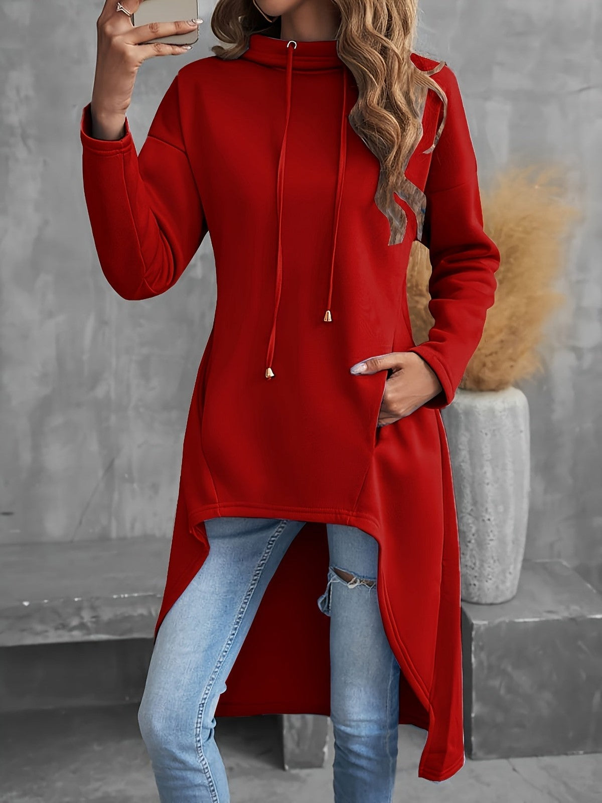 Kessandra | Women's High-Low Drawstring Hoodie