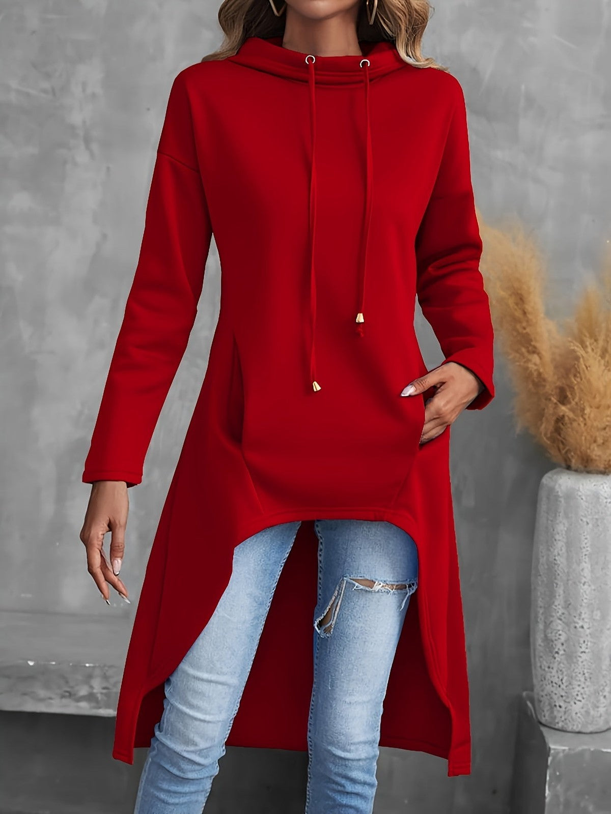 Kessandra | Women's High-Low Drawstring Hoodie