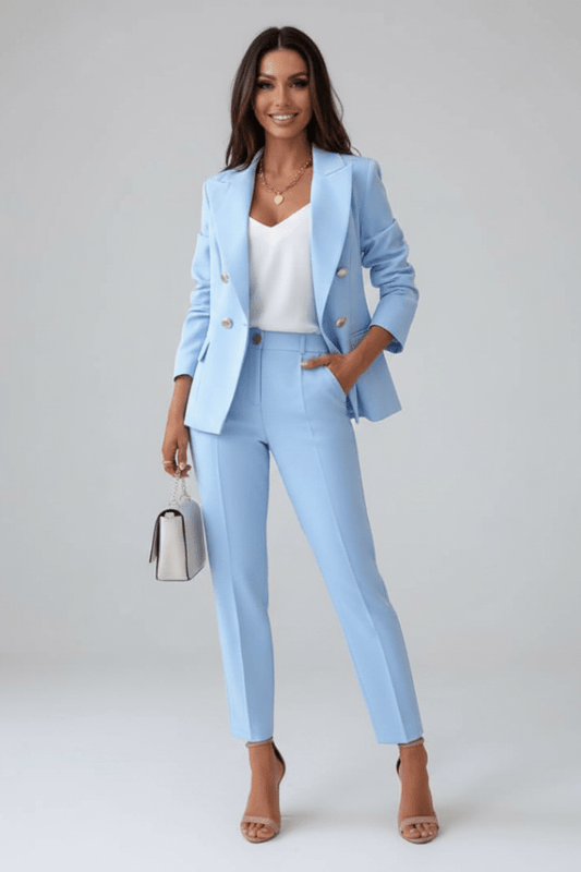 Thessalie | Two-Piece Woven Pant Suit with Notched Lapel and Straight Leg