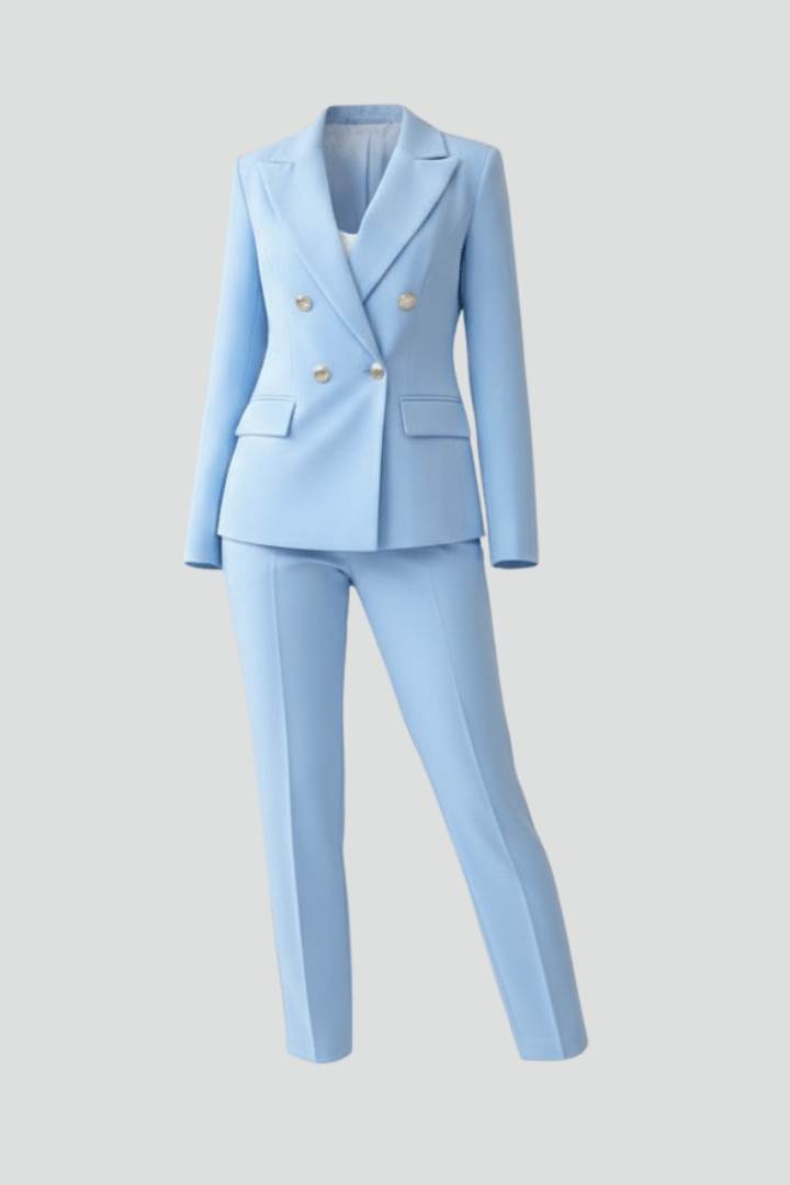 Thessalie | Two-Piece Woven Pant Suit with Notched Lapel and Straight Leg