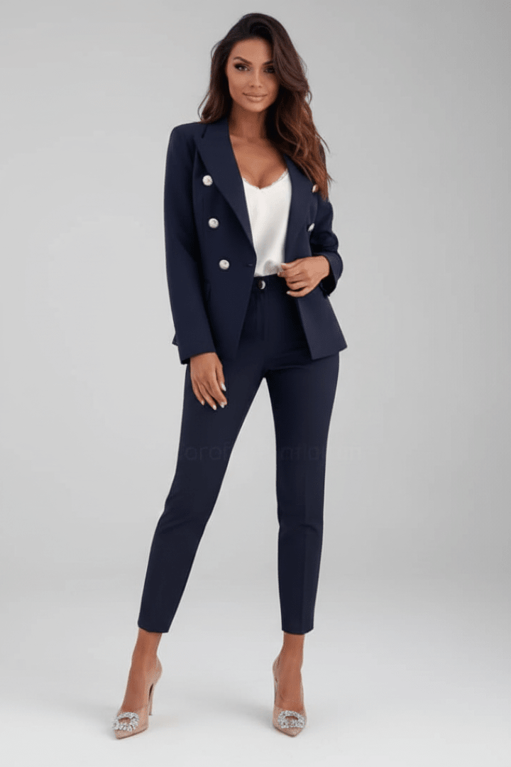 Thessalie | Two-Piece Woven Pant Suit with Notched Lapel and Straight Leg
