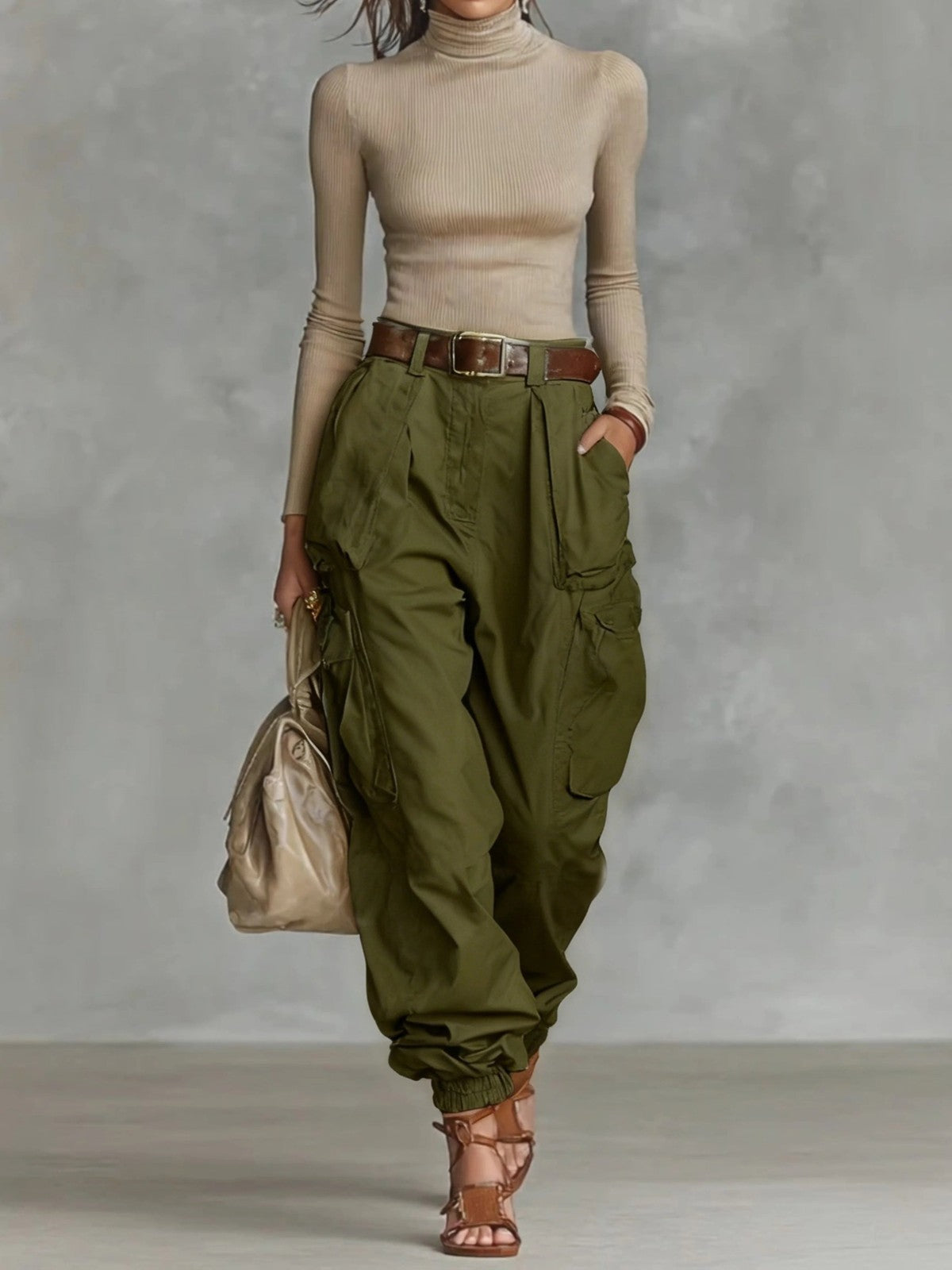 Vada | Parachute Cargo Pants with Cinched Ankle photo