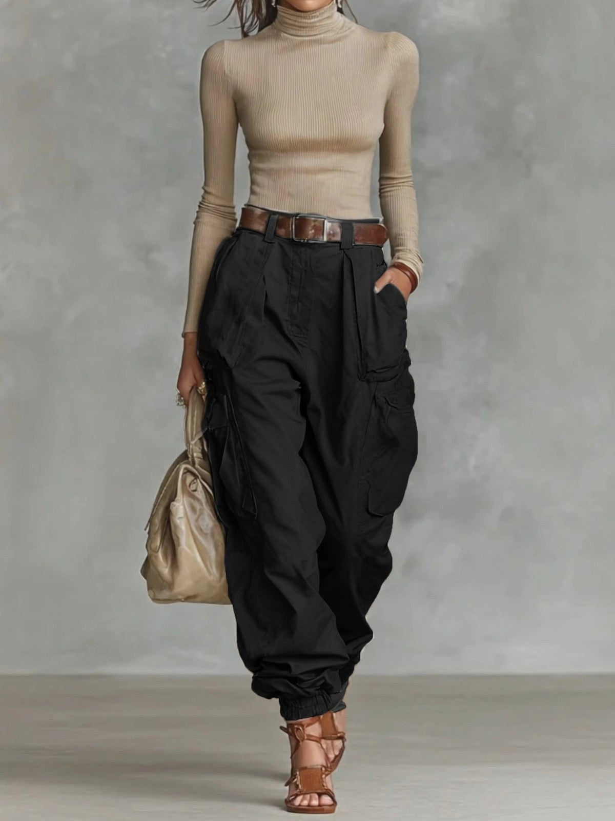 Vada | Parachute Cargo Pants with Cinched Ankle photo