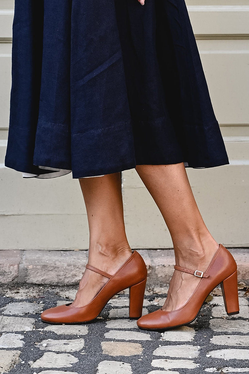 Wilhelmina | Mary Jane Heels with Ankle Strap and Block Heel