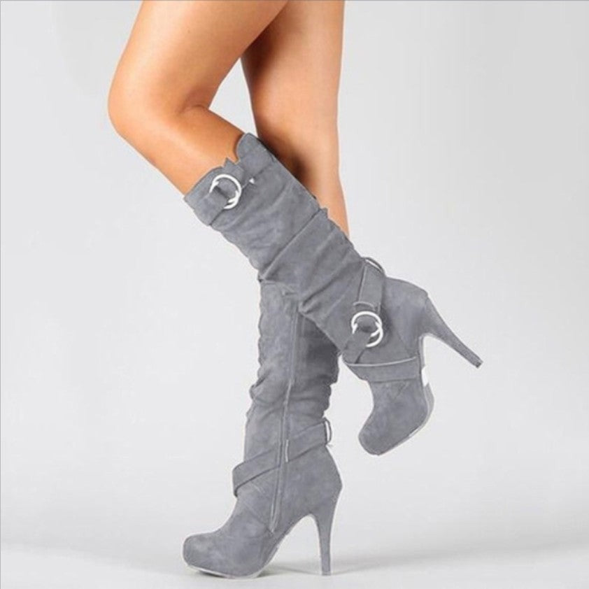 Vivienne | High Heel Boots with Buckle Detail and Ankle Strap photo