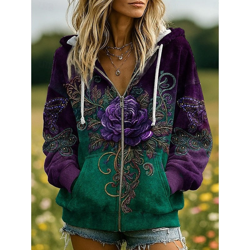 Marchetta | Women's Nature-Inspired Zip-Up Hoodie