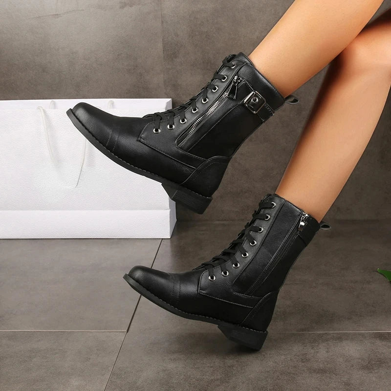 Sawyer | Lace-Up Faux Ankle Boots