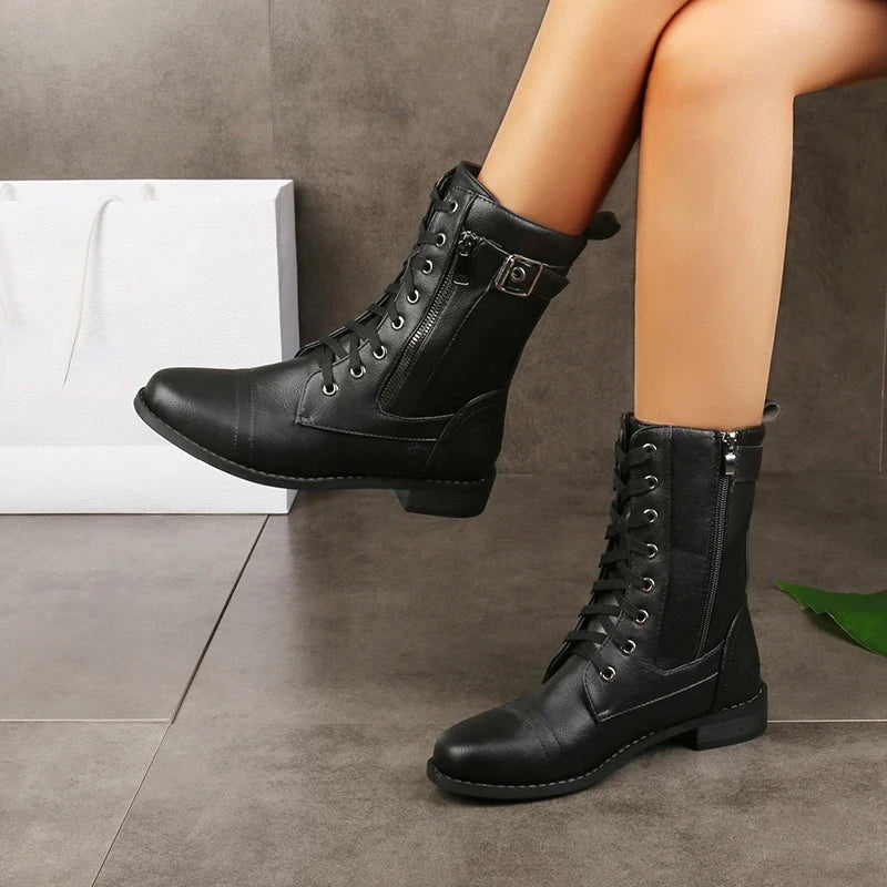 Sawyer | Lace-Up Faux Ankle Boots