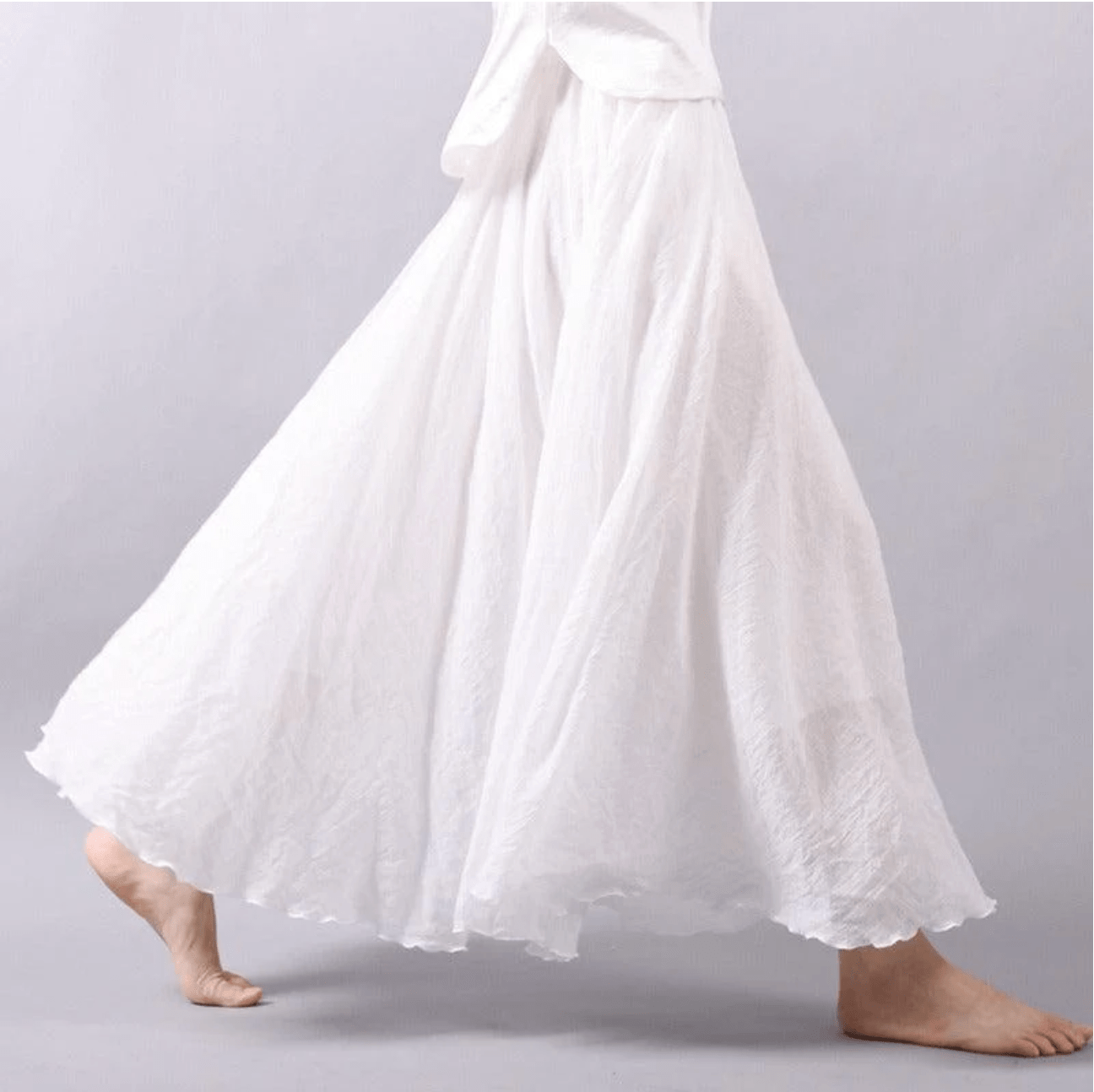 Evangelina | Bohemian Linen Maxi Skirt with Pull-On Waist and Flared Hem