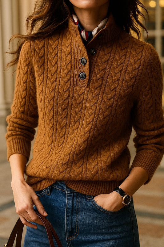 Kendra | Cable Knit Button-Neck Sweater