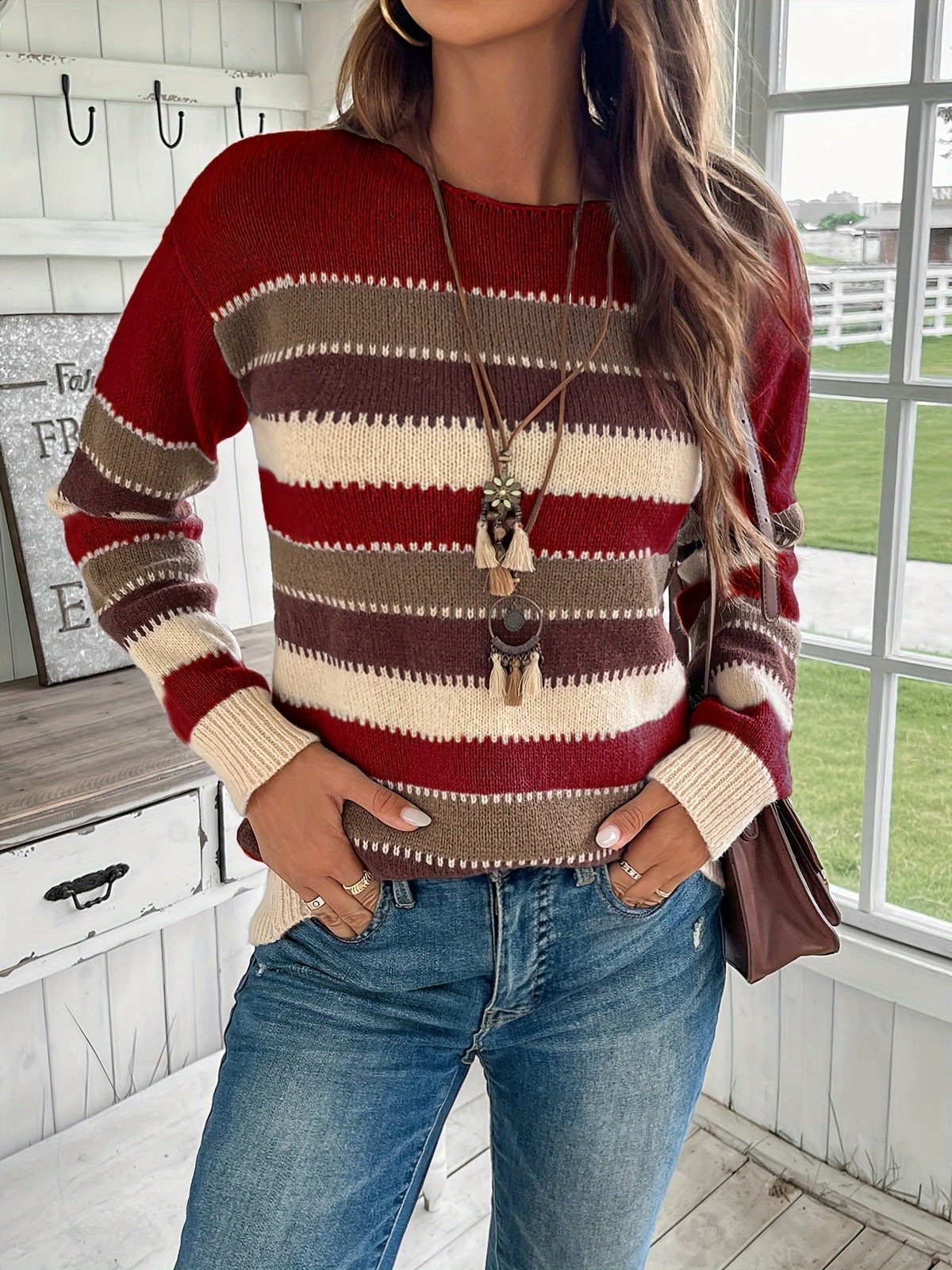 Azalea | Colorful Crew Neck Sweater