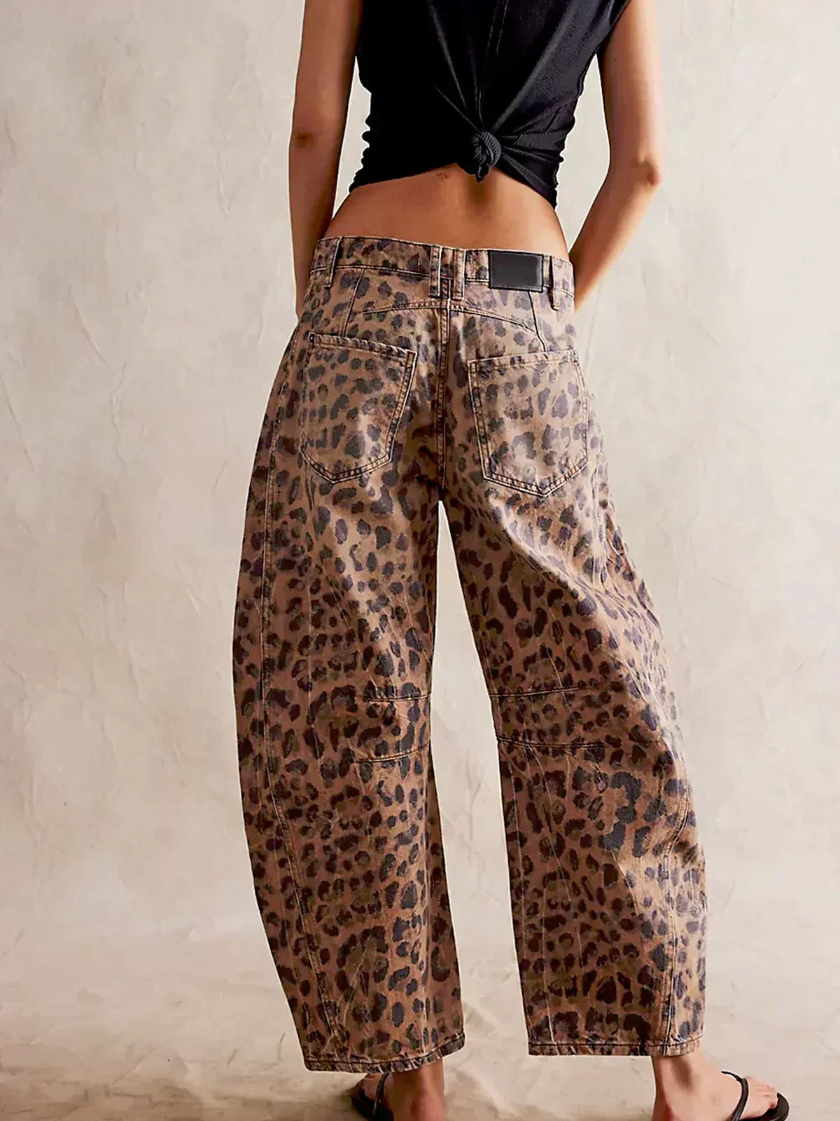 Siena | Denim Jeans with Allover Animal Print and Barrel Legs