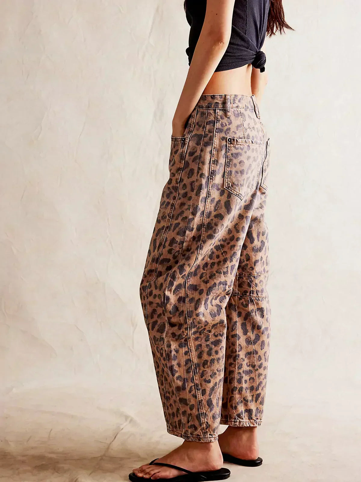 Siena | Denim Jeans with Allover Animal Print and Barrel Legs