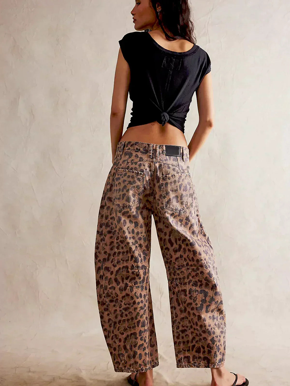 Siena | Denim Jeans with Allover Animal Print and Barrel Legs