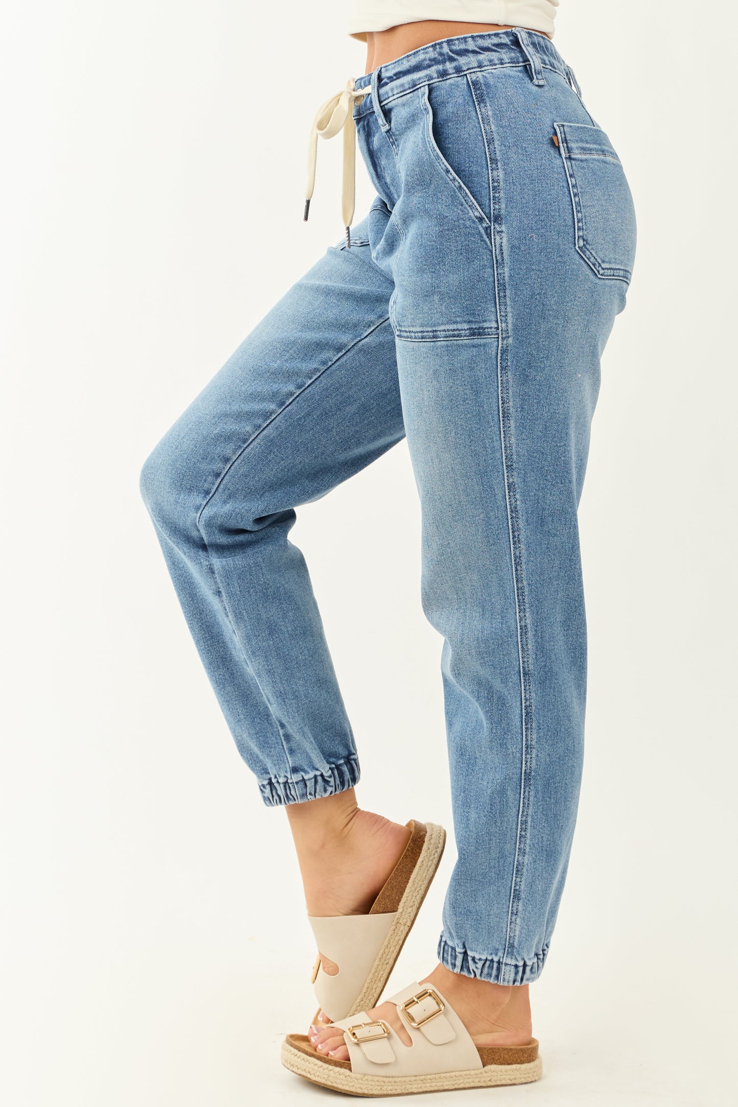 Celestia | Denim Jeans with Drawstring Waist and Elastic Cuffs