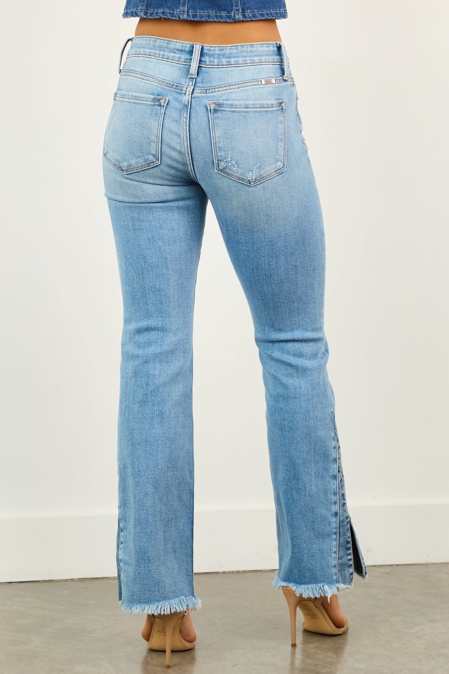 Leonie | Denim Jeans with Flared Legs and Split Hem