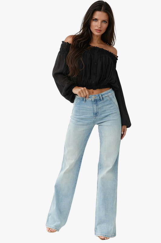 Ilaria | Denim Jeans with High-Rise Waist and Flared Legs