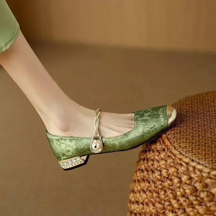 Sennett | Dress Satin-Style Heels with Square Toe and Twisted Strap
