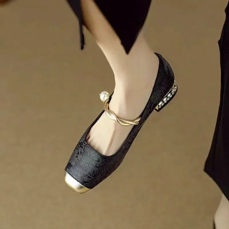 Sennett | Dress Satin-Style Heels with Square Toe and Twisted Strap