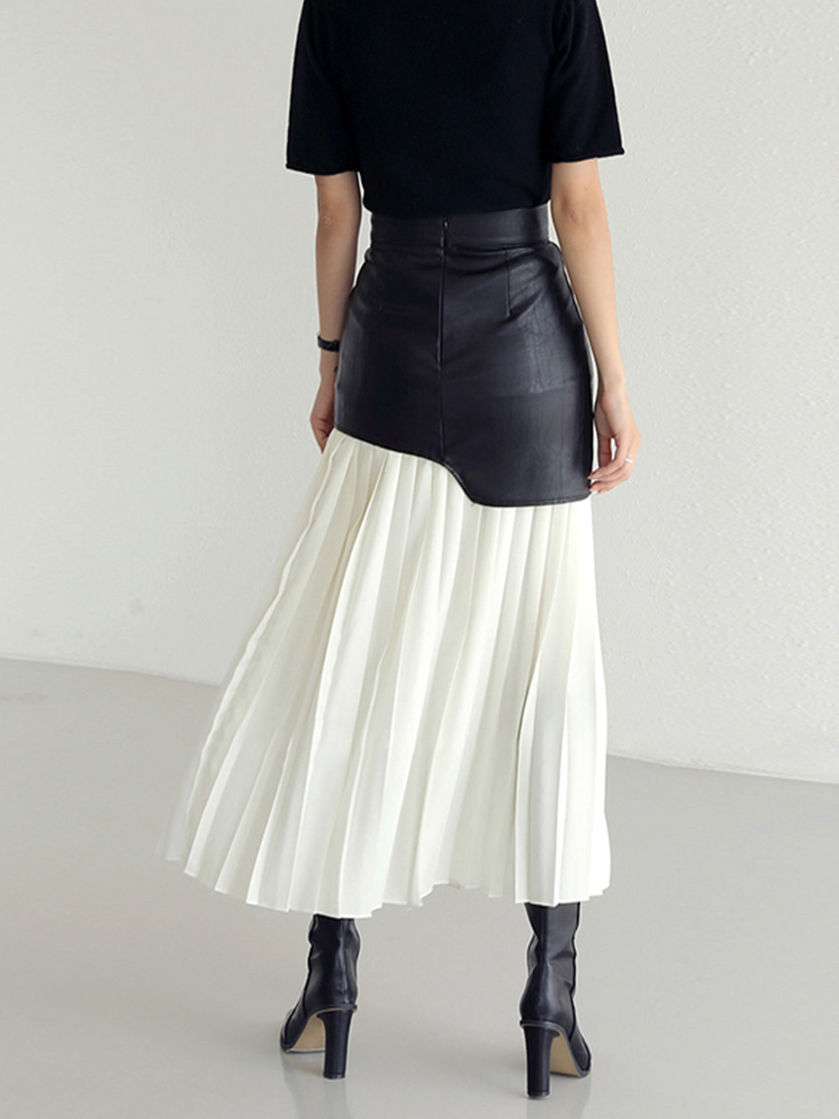 Marlowe | Midi Skirt with Faux Overlay and Pleated Hem