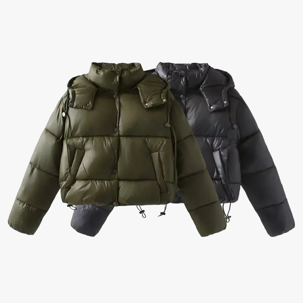 Lenora | Padded Puffer Jacket with Hood and Snap Closure