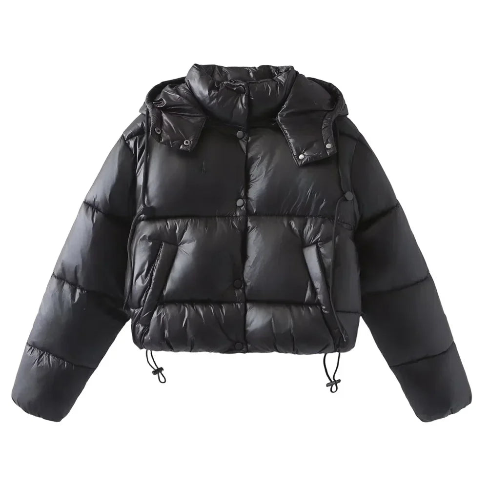 Lenora | Padded Puffer Jacket with Hood and Snap Closure