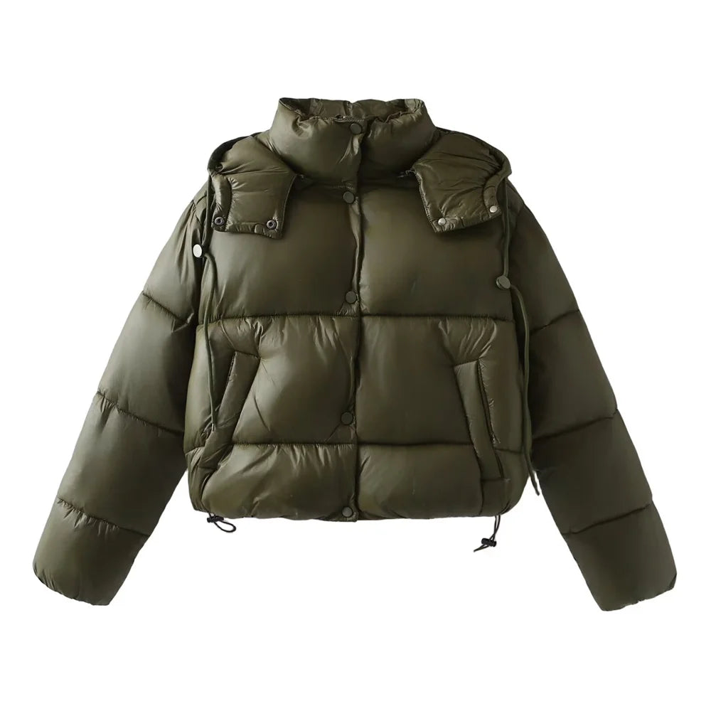 Lenora | Padded Puffer Jacket with Hood and Snap Closure