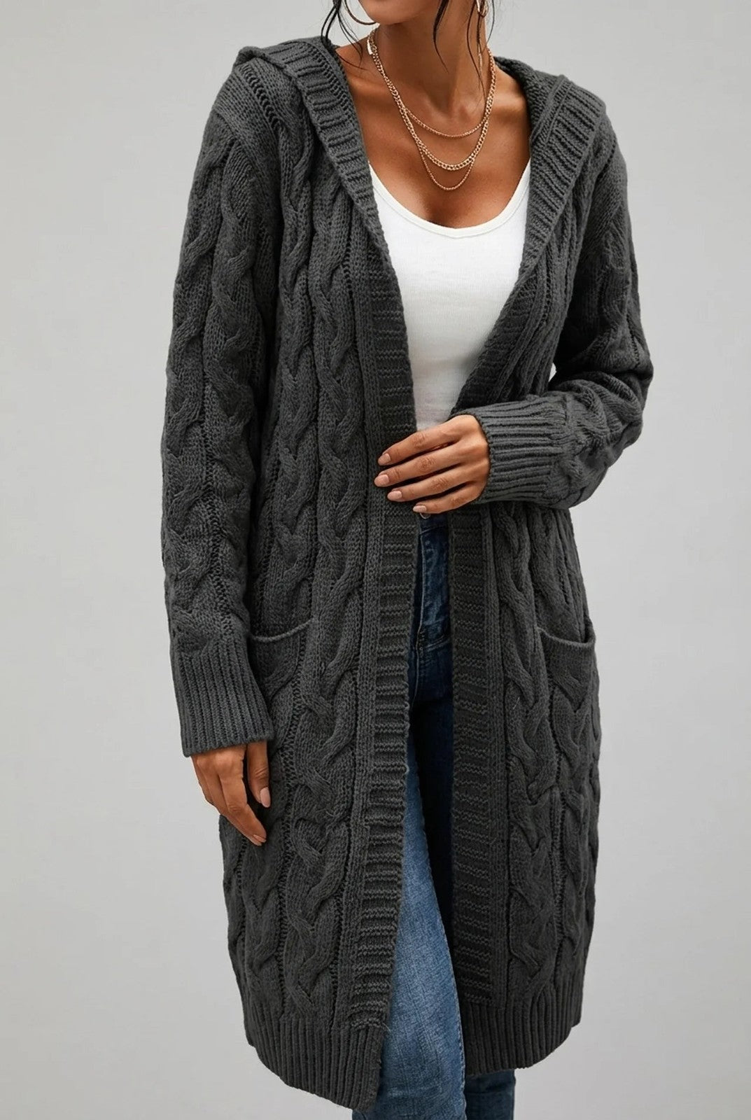 Ivy | Hooded Cardigan in Cozy Plus Size Knit