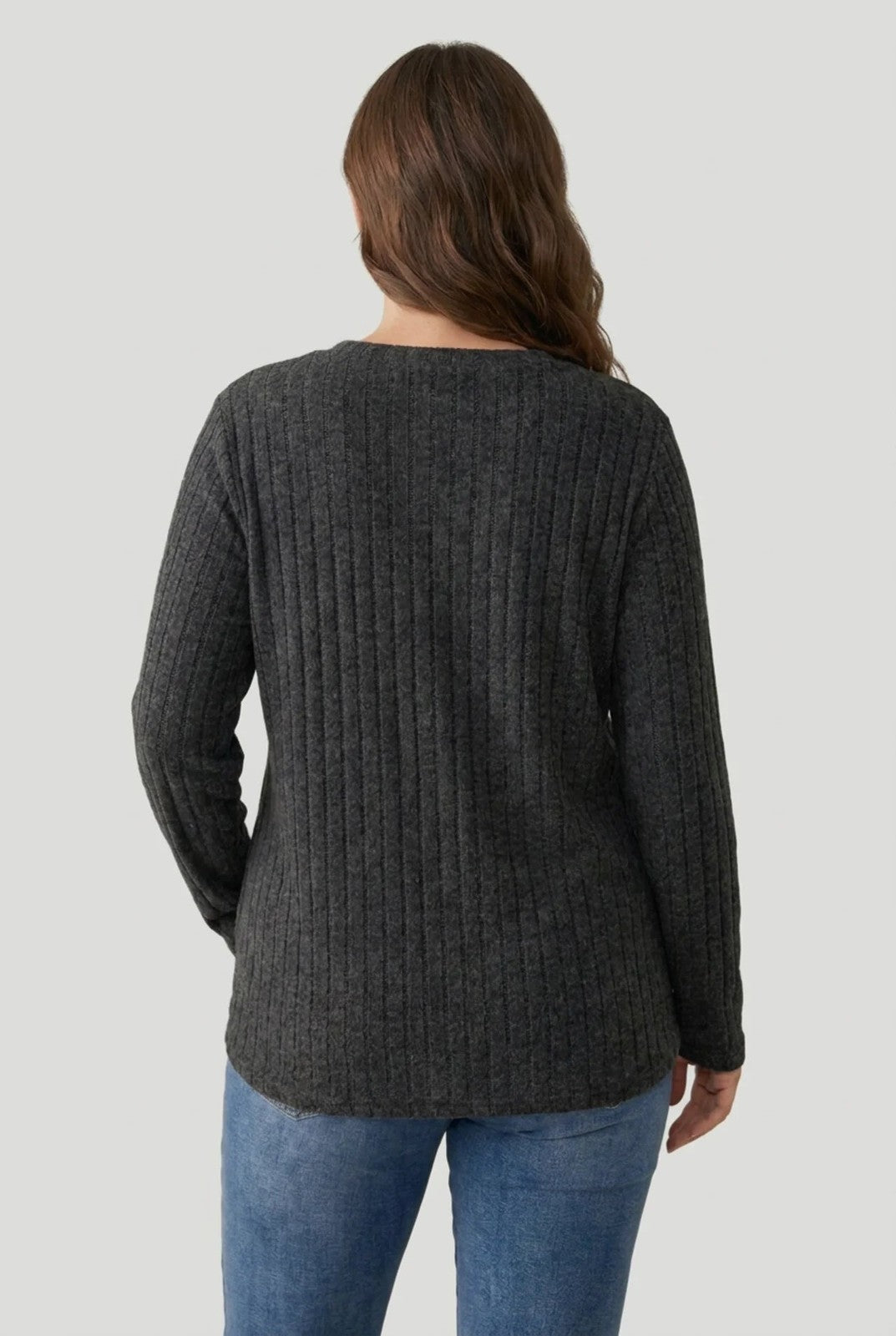 Bronwyn | Ribbed V-Neck Sweater in Soft Stretch Knit
